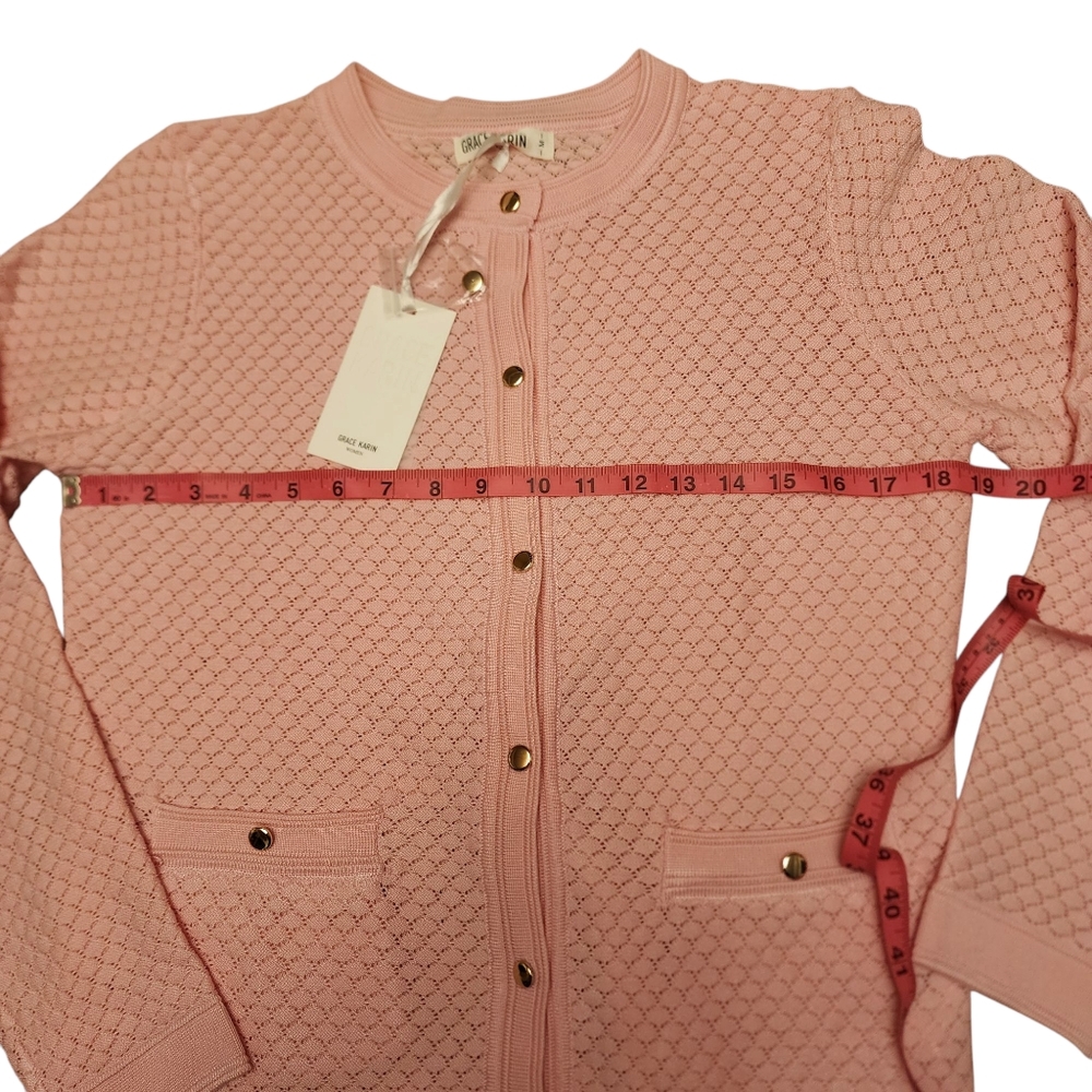 Grace Karin Light Pink Cardigan Sweater Size M NWT - Picture 8 of 14